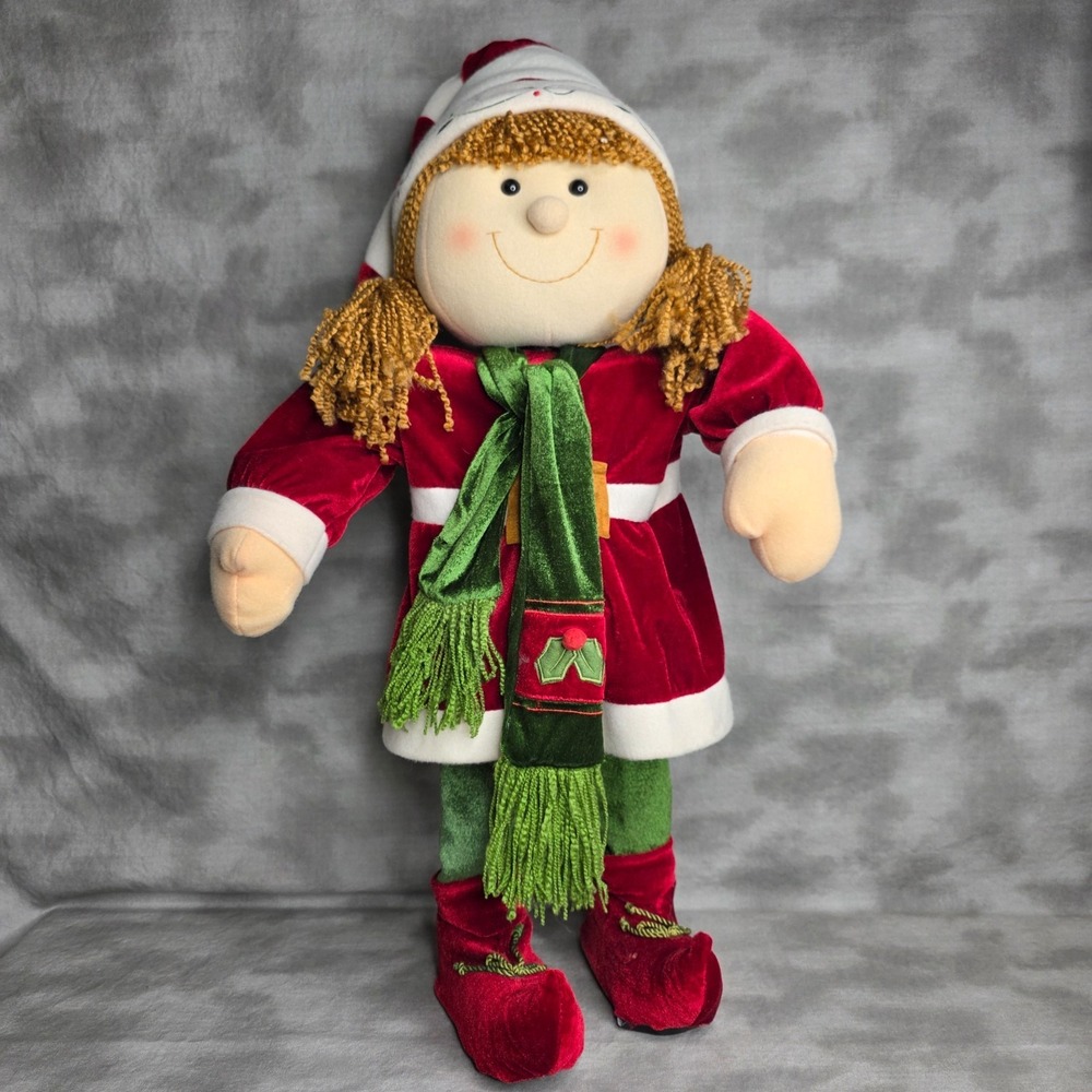 Christmas Girl Elf 24" by Prima Yarn Hair Santa Clothes Door Greeter Decoration